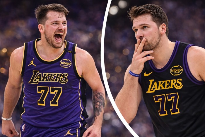 La estrella de los Lakers Luka Doncic sale del juego por posible lesión en el tendón